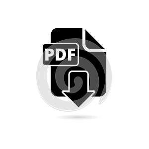 PDF digital document file format flat vector icon, Vector pdf download symbol