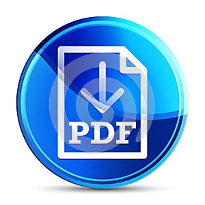PDF document download icon glassy vibrant sky blue round button illustration