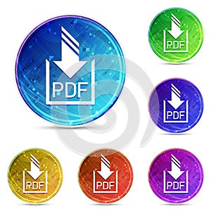 PDF document download icon digital abstract round buttons set illustration