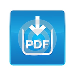 PDF document download icon shiny blue square button