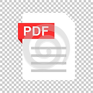 Pdf document note icon in flat style. Paper sheet vector illustration on isolated background. Pdf notepad document business