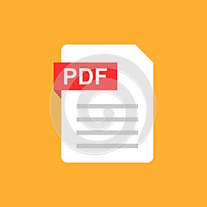 Pdf document note icon in flat style. Paper sheet vector illustration on white isolated background. Pdf notepad document business