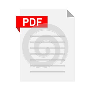 Pdf document note icon on white background. paper sheet sign. pdf notepad document business concept.  flat style