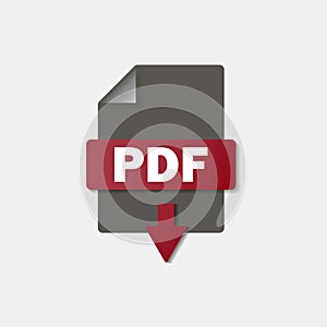 PDF download icon on background. PDF button .