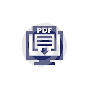 PDF download icon with computer on white