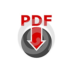PDF Download icon. File download icon. Document text isolated on white background