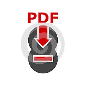 PDF Download icon. File download icon. Document text isolated on white background