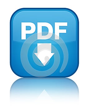 PDF download icon special cyan blue square button