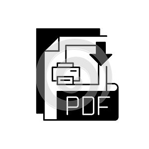 PDF file black linear icon
