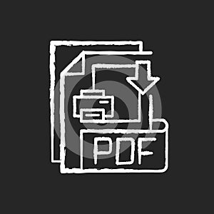 PDF file chalk white icon on black background