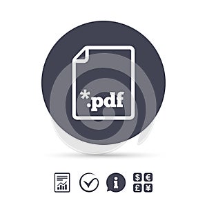 PDF file document icon. Download pdf button.