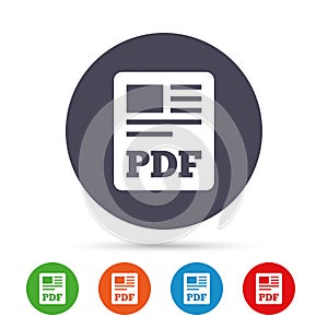 PDF file document icon. Download pdf button.