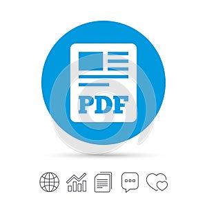 PDF file document icon. Download pdf button.