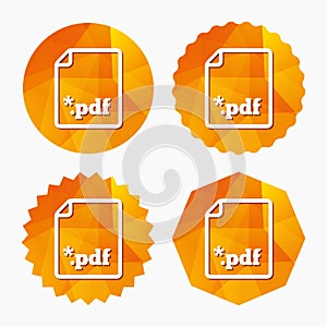 PDF file document icon. Download pdf button.