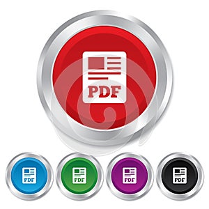 PDF file document icon. Download pdf button.