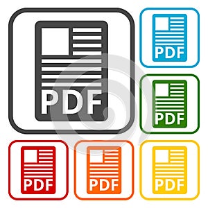 PDF file document icons set