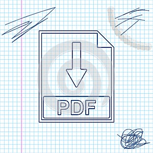 PDF file document line sketch icon isolated on white background. Download PDF button sign. Vector Illustration.