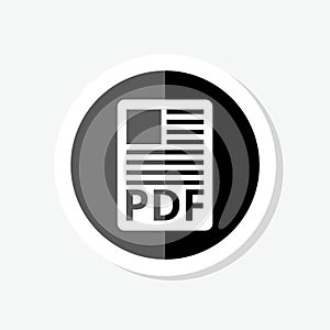 PDF file document sticker. Download PDF button. PDF file symbol