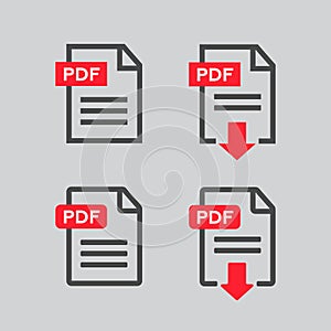 PDF file download icon. Document text, symbol web. PDF file vector