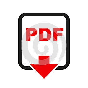 Pdf file download icon. The PDF icon. File format symbol flat - vector