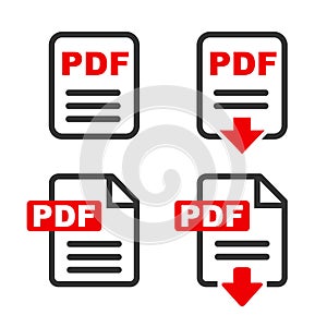 Pdf file download icon. The PDF icon. File format symbol flat â€“ vector