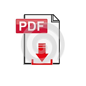 Pdf file download icon on white background