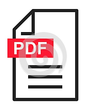 PDF file download modern icon. Document text, symbol web format information