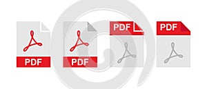 PDF file format, vector icons set. Pdf download document image button symbol, flat style