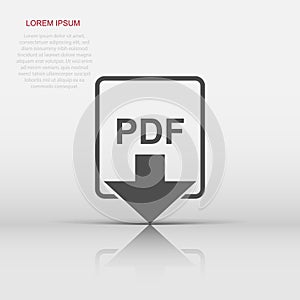 PDF file icon in flat style. PDF download sign illustration pictogram. Document business concept