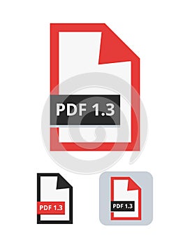 Pdf file version 1.3 flat vector icon. PDF format suitable for graphic arts, printing industry and prepress.