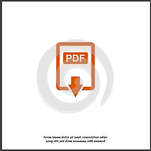 PDF icon. Downloads pdf document. Vector colored icon on white isolated background