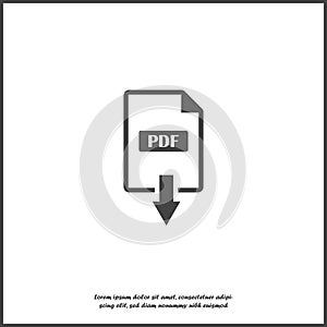 PDF icon. Downloads pdf document. Vector colored icon on white isolated background