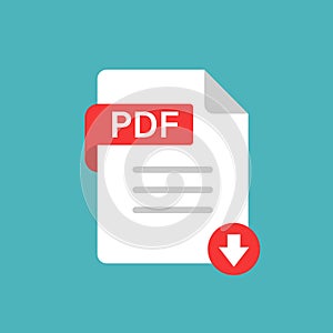 Pdf icon in flat style. Document text vector illustration on white isolated background. Archive business concept