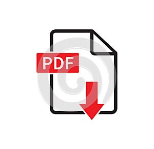 PDF icon isolated on white background. Download pdf file. Vector illustration