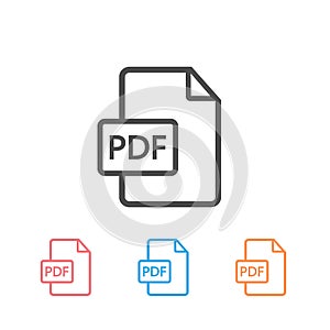 PDF vector icon set on white.