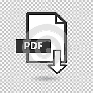 PDF vector icon on transparent background