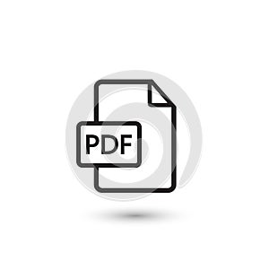 PDF vector icon on white sign. illustration