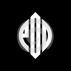 PDO circle letter logo design with circle and ellipse shape. PDO ellipse letters with typographic style. The three initials form a