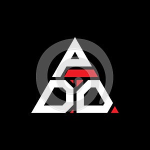 PDO triangle letter logo design with triangle shape. PDO triangle logo design monogram. PDO triangle vector logo template with red