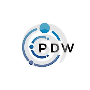 PDW letter technology logo design on white background. PDW creative initials letter IT logo concept. PDW letter design