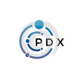 PDX letter technology logo design on white background. PDX creative initials letter IT logo concept. PDX letter design photo