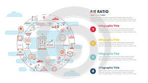 Pe ratio business concept for infographic template banner with four point list information