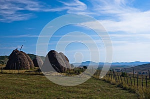 PeÃÂ¡ter plateau panoramic landscape with haystacks and meadows