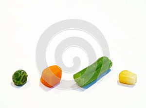 Pea, carrot, bean and corn