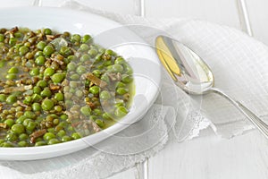 Pea soup with beans and bacon