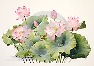 Peace background zen paper drawing artistic painting tranquil lily waterlily illustration serenity lotus