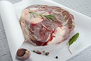 Peace of beef shank marrowbone