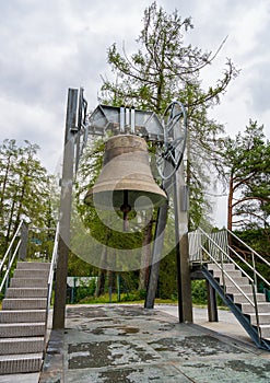 The peace bell in the alps in Telfs MÃ¶sern