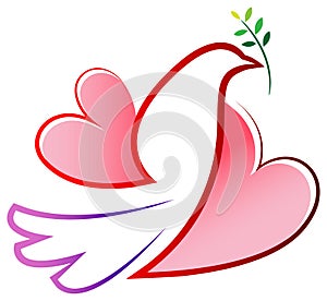 Peace bird with love wings