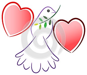 Peace bird with love wings